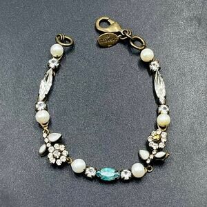 Sorrelli Clear Crystal Flower Blue‎ Swarovski Antiqued Romantic Bracelet